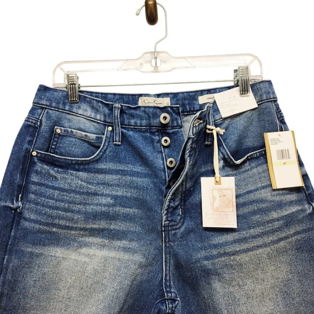 Jessica Simpson Brentwood Relaxed Denim Shorts Size 30 Distressed Blue Womens